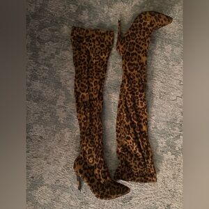 Leopard Print Over-the-Knee Boots